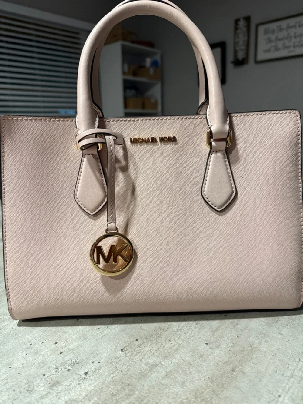 Michael Kors Blush Pink Saffiano Satchel with Gold Hardware